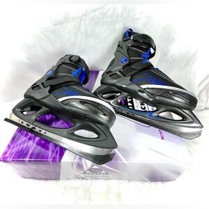 Softec Youth Black and Blue Adjustable Ice Skates - Youth Boots Size Youth 6-9